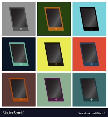 Set icons in flat design mobile phone vector image