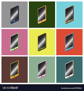 Set icons in flat design mobile phone vector image