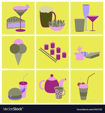 Set icons in flat design street food vector image