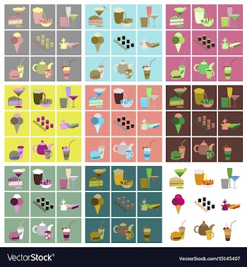 Set icons in flat design street food vector image