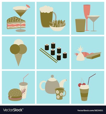 Set icons in flat design street food vector image