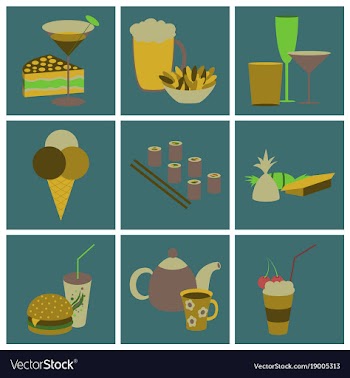 Set icons in flat design street food vector image