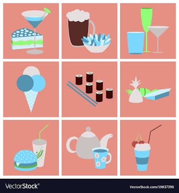 Set icons in flat design street food vector image