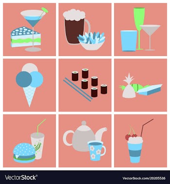 Set icons in flat design street food vector image