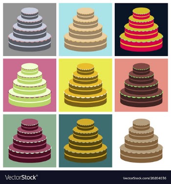 Set icons in flat design wedding cake vector image