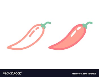 set icons of chili peppers of chilli hand drawing