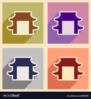 Set icons of Japanese arch vector image