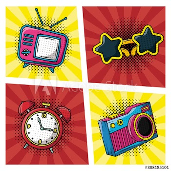 set icons pop art style