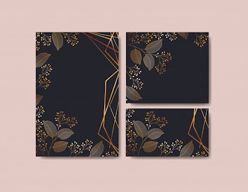Set invitations cards with floral decoration Free Vector