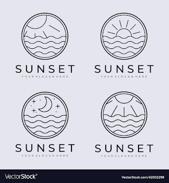 set line art sunset logo bundle
