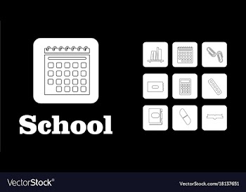 Set line icons in flat design education school vector image