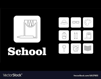 Set line icons in flat design education school vector image
