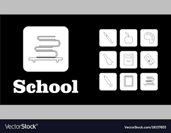 Set line icons in flat design education school vector image