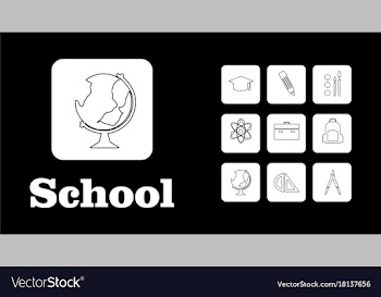 Set line icons in flat design education school vector image