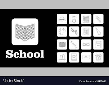 Set line icons in flat design education school vector image