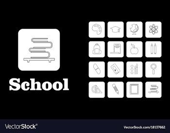 Set line icons in flat design education school vector image