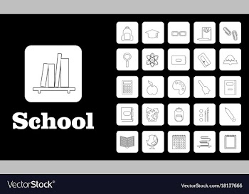 Set line icons in flat design education school vector image