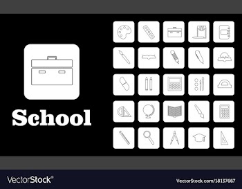 Set line icons in flat design education school vector image