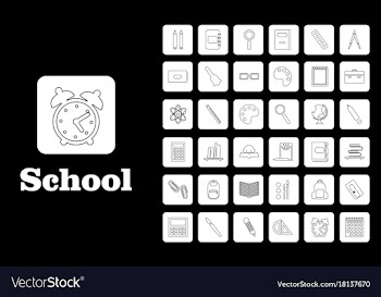 Set line icons in flat design education school vector image