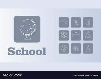 Set line icons in flat design education school vector image