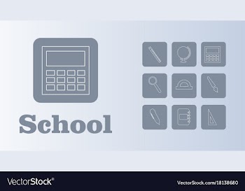 Set line icons in flat design education school vector image