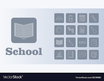 Set line icons in flat design education school vector image
