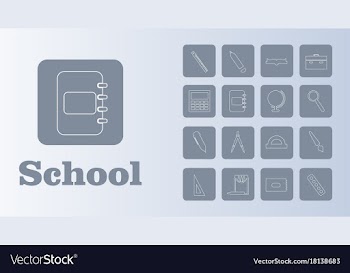 Set line icons in flat design education school vector image