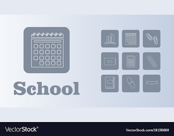 Set line icons in flat design education school vector image
