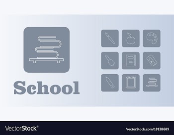Set line icons in flat design education school vector image