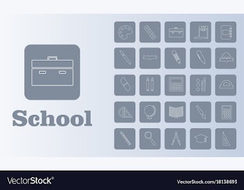 Set line icons in flat design education school vector image
