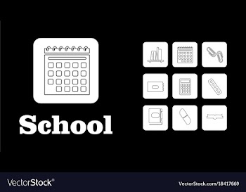 Set line icons in flat design education school vector image