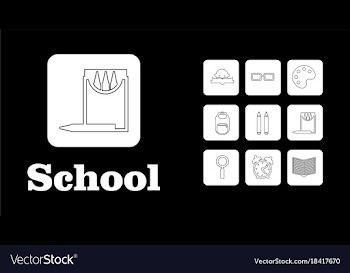 Set line icons in flat design education school vector image