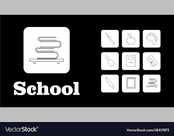 Set line icons in flat design education school vector image