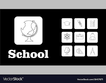 Set line icons in flat design education school vector image