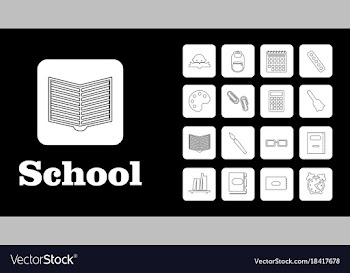 Set line icons in flat design education school vector image