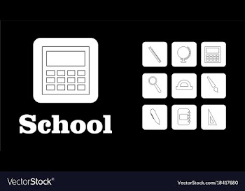 Set line icons in flat design education school vector image