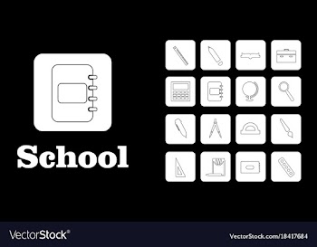 Set line icons in flat design education school vector image