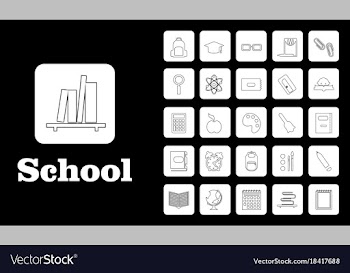 Set line icons in flat design education school vector image