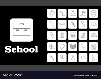 Set line icons in flat design education school vector image