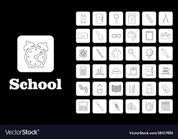 Set line icons in flat design education school vector image