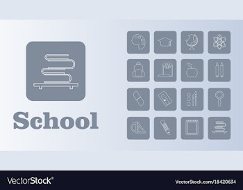 Set line icons in flat design education school vector image