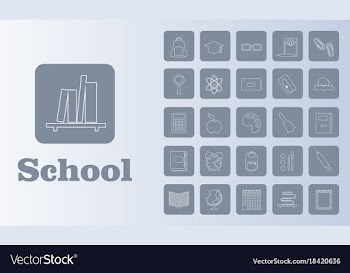 Set line icons in flat design education school vector image