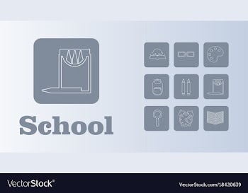 Set line icons in flat design education school vector image