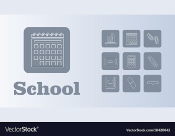 Set line icons in flat design education school vector image