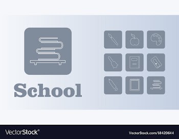 Set line icons in flat design education school vector image