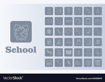 Set line icons in flat design education school vector image