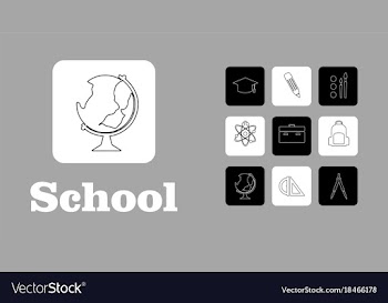 Set line icons in flat design education school vector image