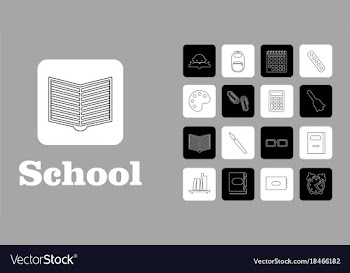 Set line icons in flat design education school vector image