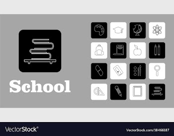 Set line icons in flat design education school vector image