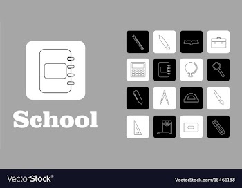 Set line icons in flat design education school vector image